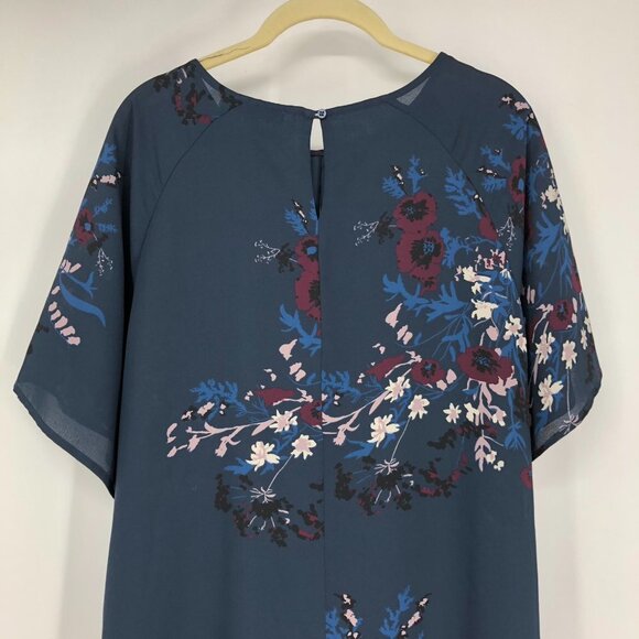 Monk & Lou Navy Blue  Floral Gathered Twist Short Sleeve Dess Size Small - Picture 12 of 16